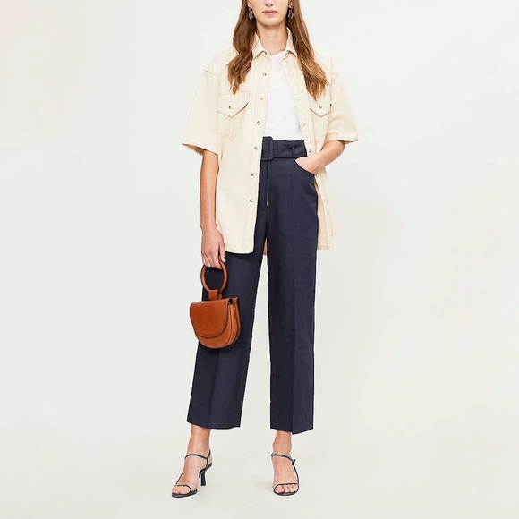 Sandro NWT Cropped Belted High-Waist Trousers, 28 - Picture 14 of 14